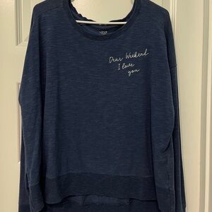 LOVE by Gap Navy 'Dear Weekend I love you' Pullover